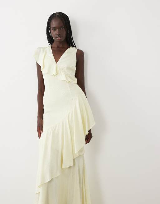 True Decadence Satin floral maxi dress in pale yellow, 2 of 4