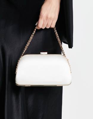 True Decadence satin grab bag with chain handle in cream - ASOS Price Checker