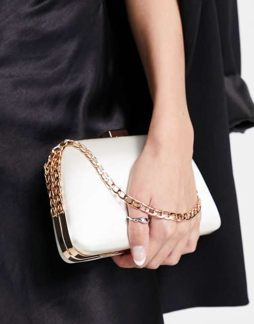 Chain Strap Evening Bag - Cream