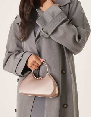 True Decadence - Satin-Handtasche in Taupe mit Henkel-Blonde