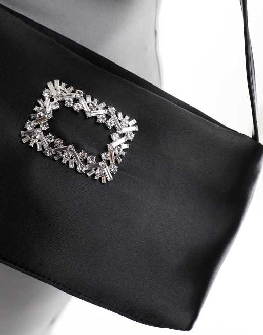 True Decadence satin shoulder bag with embellished detail in black, 3 of 4