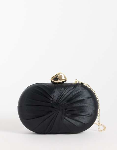 True Decadence satin twist clutch bag in black - view 1