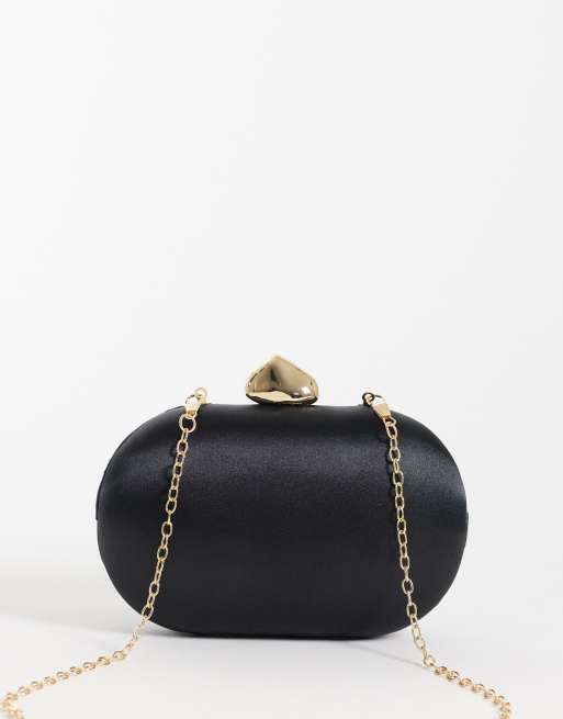 True Decadence satin twist clutch bag in black, 4 of 4