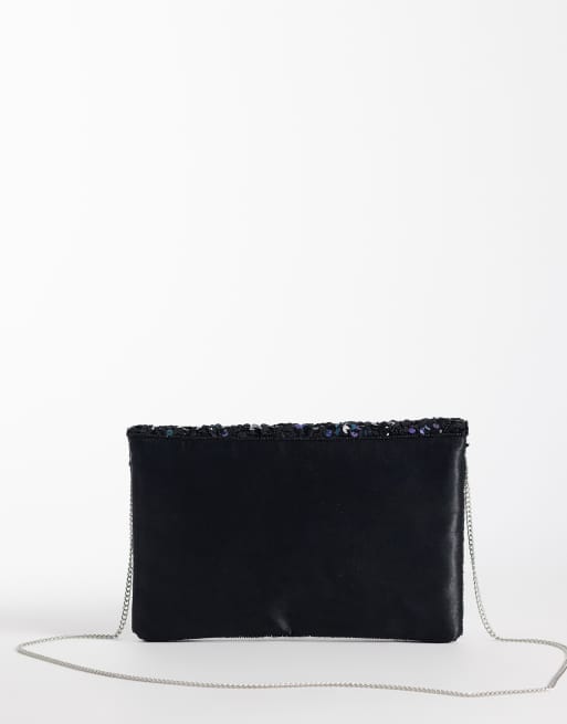 True Decadence sequin embellished envelope clutch purse in black , 4 of 4