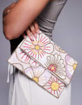 [True Decadence] True Decadence sequin flower envelope clutch bag in multi No Size MULTI