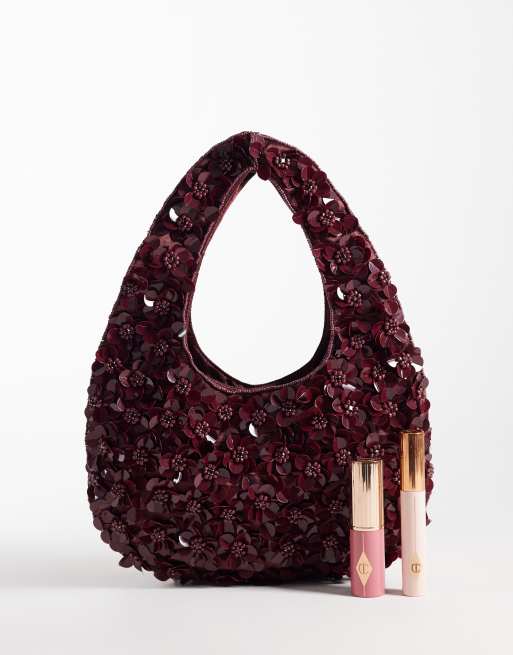 True Decadence sequin grab bag in burgundy, 2 of 4