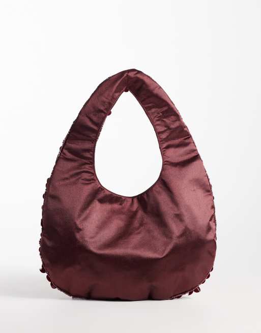 True Decadence sequin grab bag in burgundy, 4 of 4