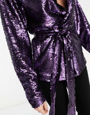 True Decadence Sequin Jacket In Purple