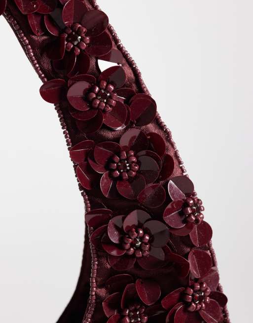 True Decadence sequined clutch purse in burgundy, 3 of 4