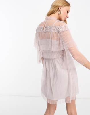 True Decadence Sheer Pleated Dress In Black