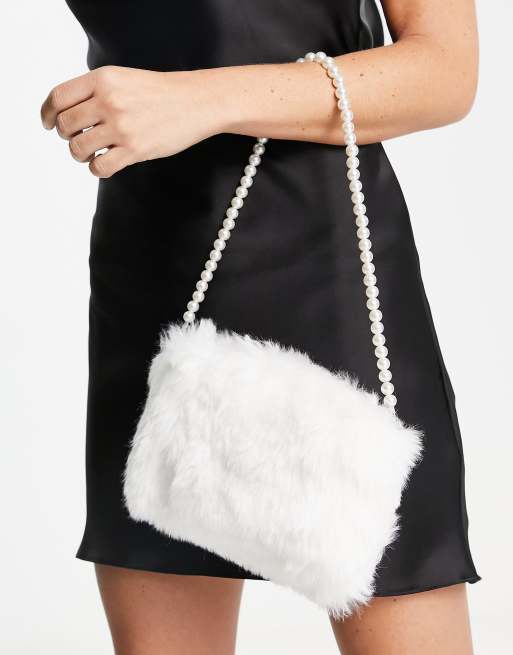 White fluffy clutch sale