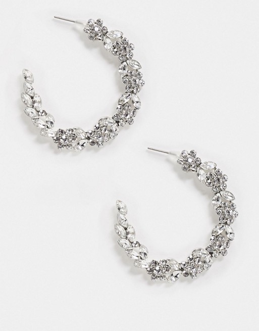 True Decadence hoop earrings in silver crystal