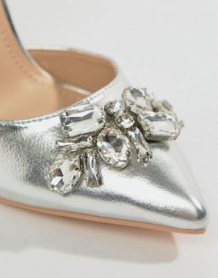 silver embellished shoes
