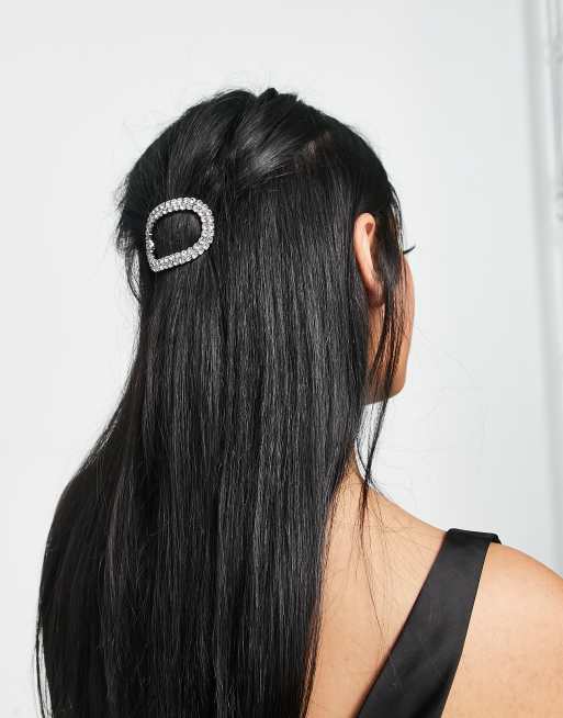 True Decadence – Silverfärgad hårklämma med strass 