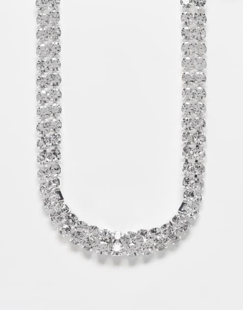 True Decadence – Silverfärgat, grovt choker-halsband med strass - view 1