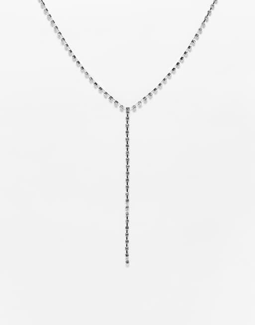 True Decadence – Silverfärgat halsband i y-form med strass