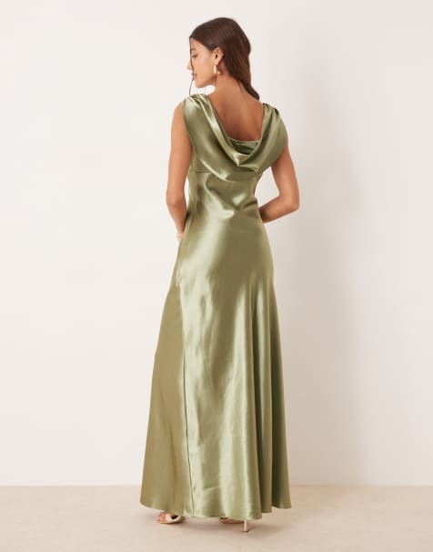 True Decadence Sleeveless pleated maxi dress in sage green - view 1