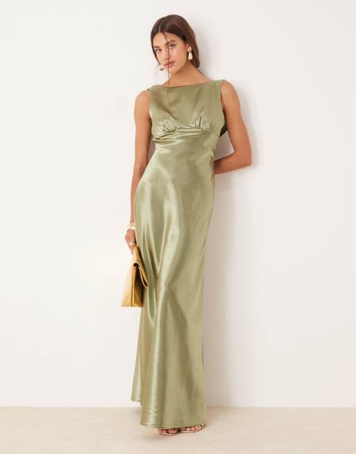 True Decadence Sleeveless pleated maxi dress in sage green, 2 of 4
