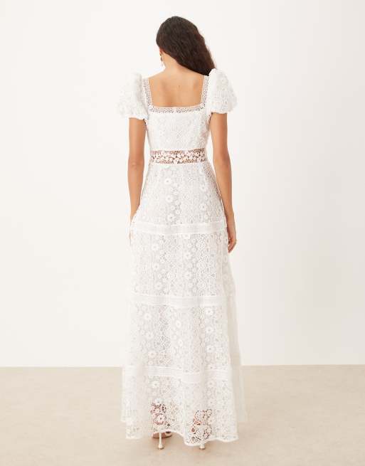 True Decadence Square neck midi dress in white, 3 of 4