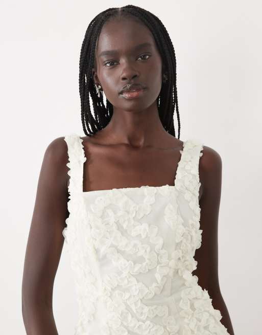 True Decadence Square neck mini-dress in cream, 3 of 4