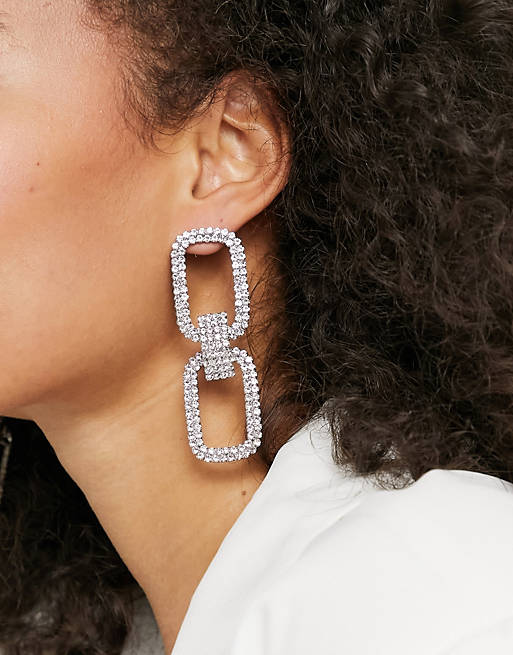 True Decadence statement earrings in square diamante | ASOS