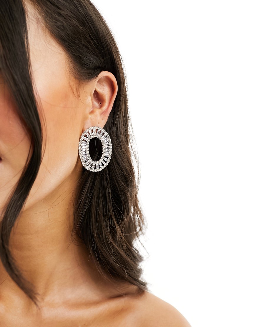 True Decadence statement embellished circle earrings in silver