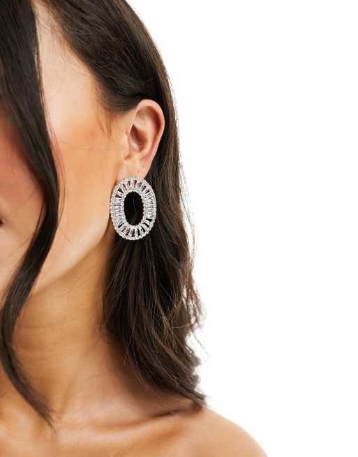 True Decadence Statement Embellished Circle Earrings In Silver Asos