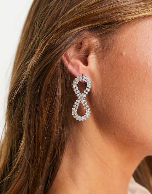True Decadence statement loop earrings in silver crystal