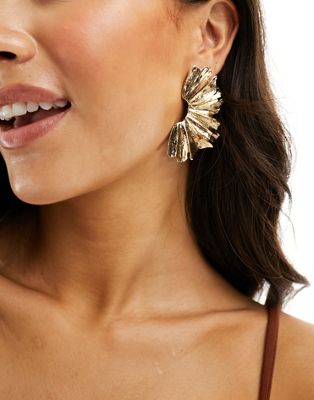 True Decadence statement molten chunky earrings in gold