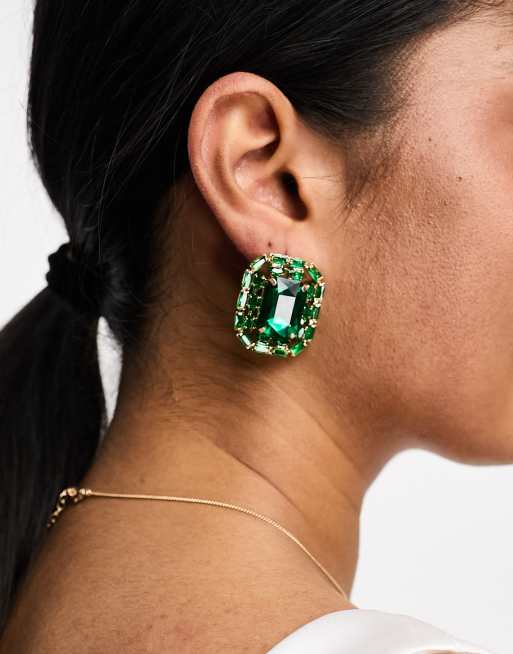 True Decadence - Statement oorknopjes met kristallen in groen