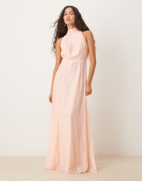 True Decadence Strapeless maxi dresses in dusty peach