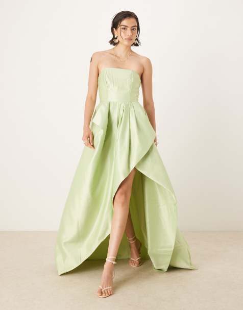 True Decadence Strapeless maxi dresses in soft green