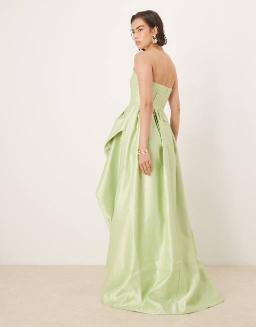 True Decadence Strapeless maxi dresses in soft green, 3 of 4