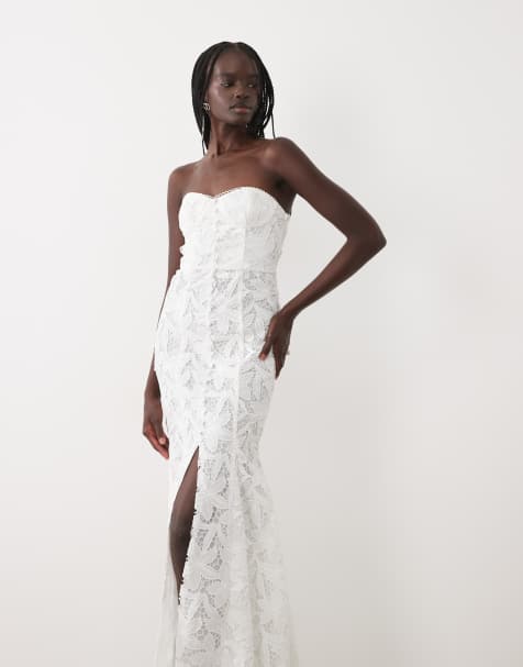 True Decadence Strapless button-down maxi dress in white - view 1