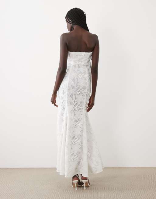 True Decadence Strapless button-down maxi dress in white, 4 of 4