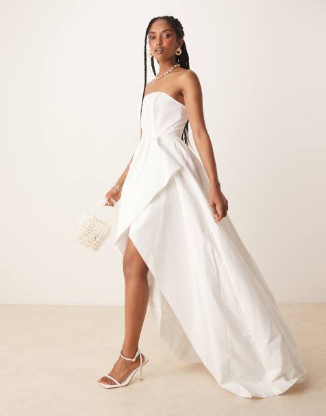 True Decadence Strapless hi-low dress in white