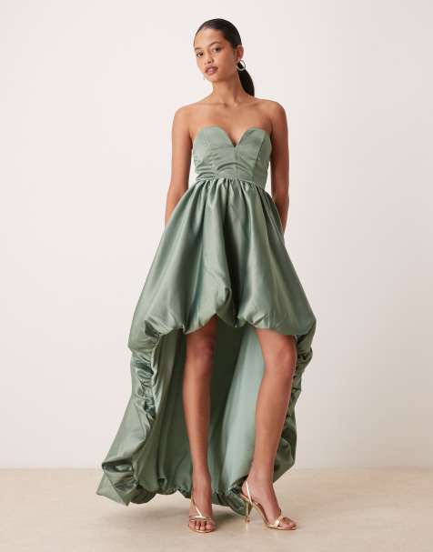 True Decadence Strapless hi low maxi dress in green - view 1