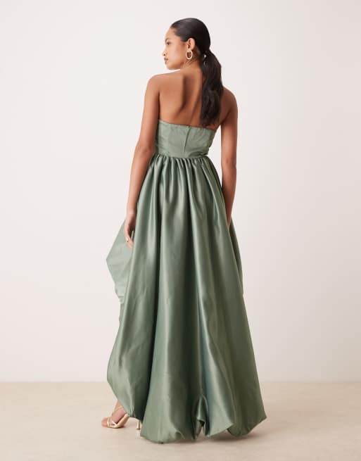 True Decadence Strapless hi low maxi dress in green, 4 of 4