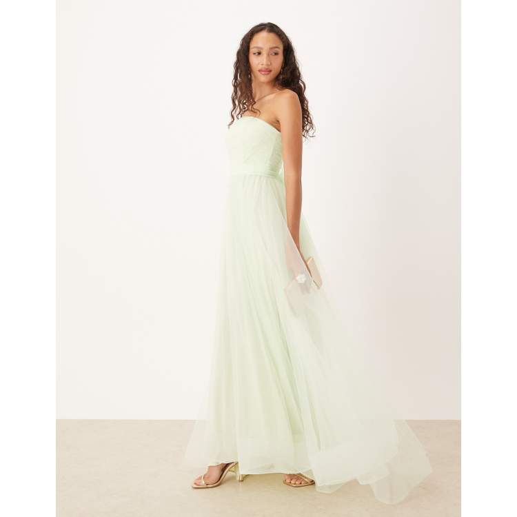 slim fit dress slacks Green Strapless High Low Dress main image 1