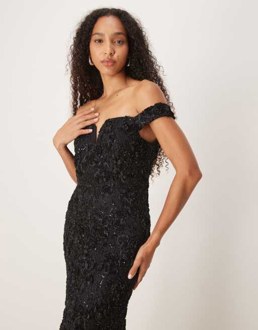 True Decadence Strapless midi dress in black, 4 of 4