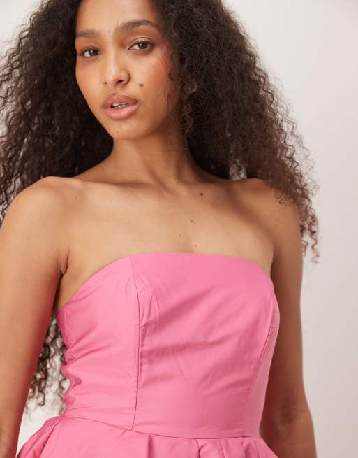 True Decadence strapless midi dress in bright pink, 3 of 4