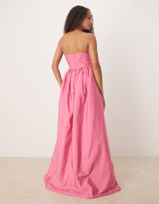 True Decadence strapless midi dress in bright pink, 4 of 4