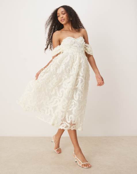 True Decadence strapless midi dress in cream