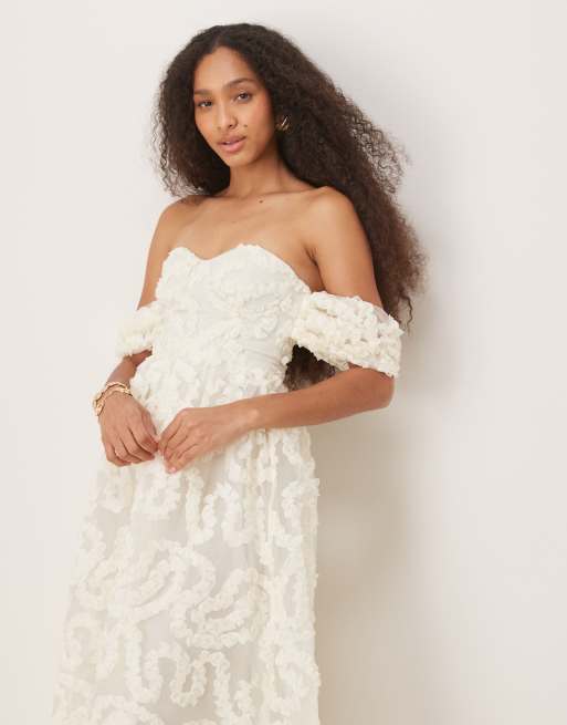 True Decadence strapless midi dress in cream, 2 of 4