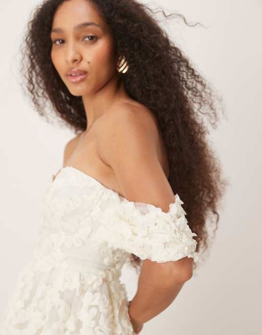 True Decadence strapless midi dress in cream, 4 of 4