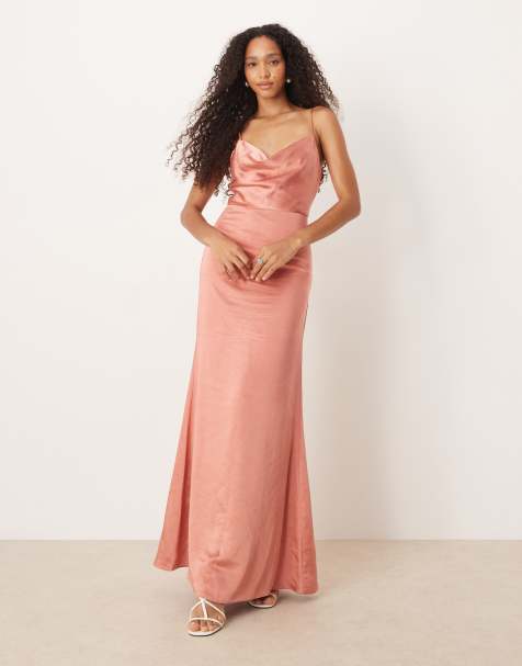 True Decadence Strappy slip maxi dress in dusty peach - view 1