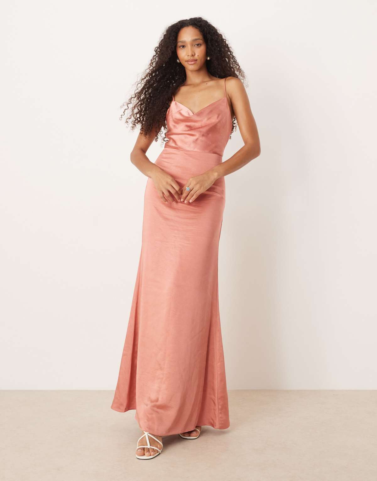 True Decadence Strappy slip maxi dress in dusty peach