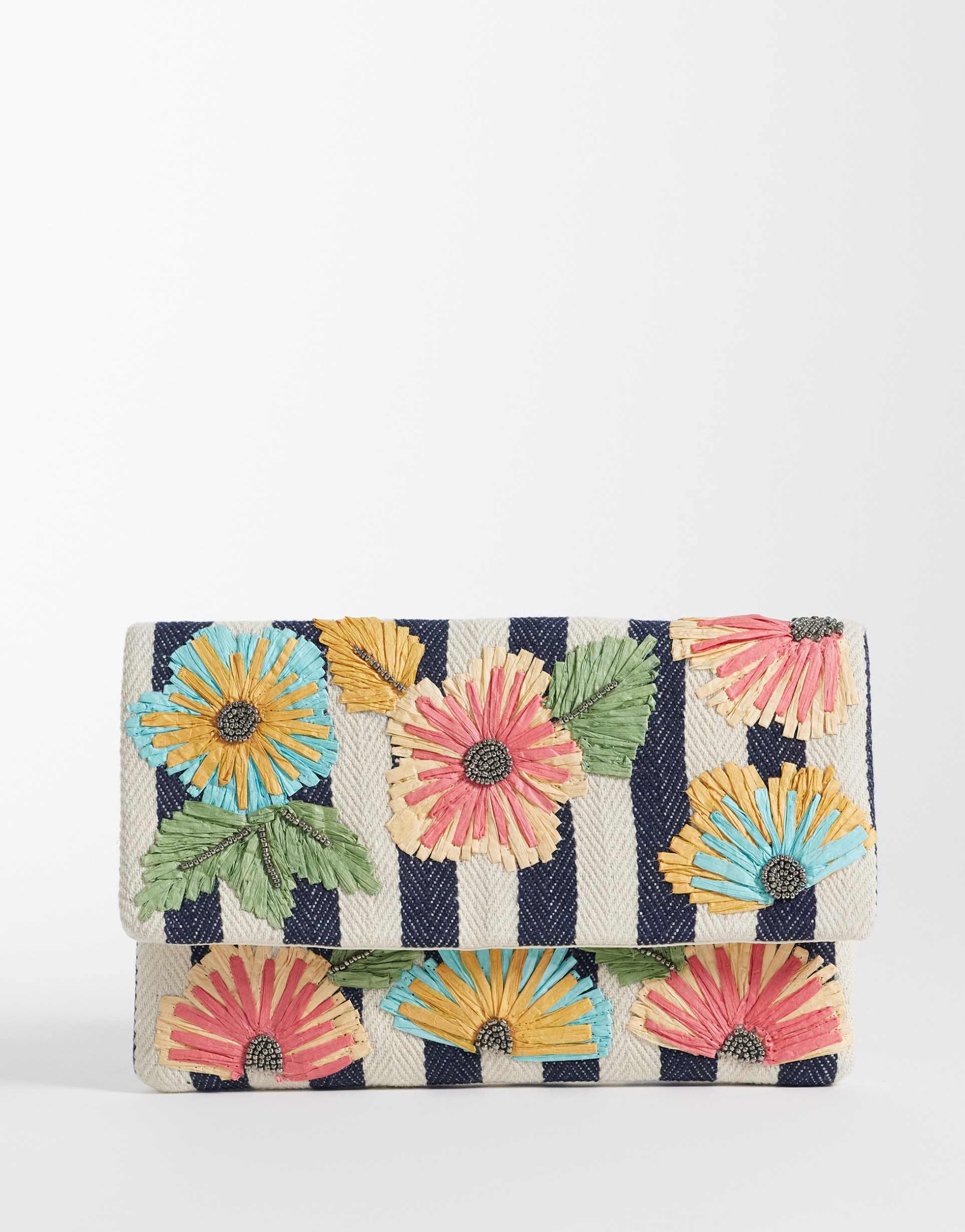 true decadence striped and floral clutch purse in multi color