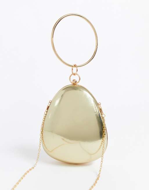 True Decadence structured grab bag in gold mirror with ring handle | ASOS