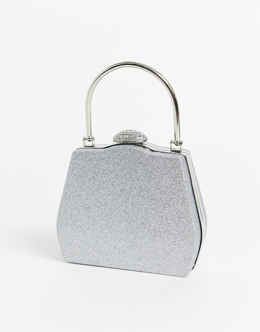 True Decadence structured grab bag in silver glitter